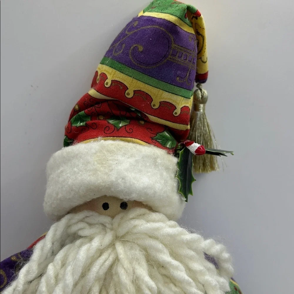 Colorful Santa Doll with Trumpet and Wreath